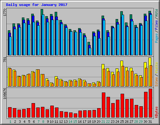 Daily usage for January 2017