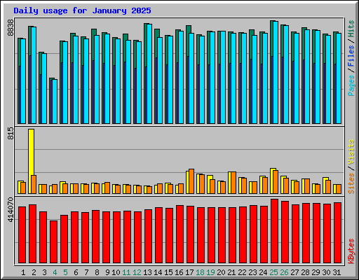 Daily usage for January 2025